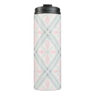 Grünes und rosa pastellfarbenes Diamantmuster Thermosbecher