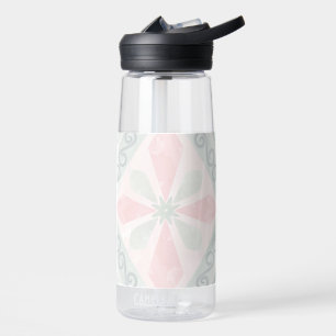 Grünes und rosa pastellfarbenes Diamantmuster Trinkflasche
