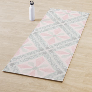 Grünes und rosa pastellfarbenes Diamantmuster Yogamatte
