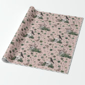 Grünes und rosa Totenkopfmuster St. Patricks Day G Geschenkpapier (Ungerollt)
