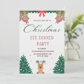 Grünes und rotes einfaches Weihnachtsabend-Party Einladung (Stehend Vorderseite)