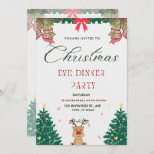Grünes und rotes einfaches Weihnachtsabend-Party Einladung (Vorne/Hinten)