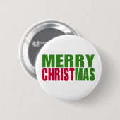 Grünes und rotes Frohe Weihnachten Button (Vorne & Hinten)