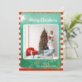 Grünes und rotes Frohe Weihnachten Foto (Stehend Vorderseite)