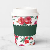 Grünes und rotes Granatapfel, botanisch individuel Pappbecher (Rückseite)