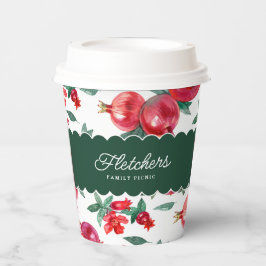 Grünes und rotes Granatapfel, botanisch individuel Pappbecher