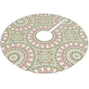 Grünes und rotes Mandala Vintage-Bohemien-Muster Polyester Weihnachtsbaumdecke