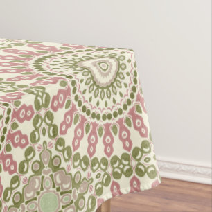 Grünes und rotes Mandala Vintage-Bohemien-Muster Tischdecke
