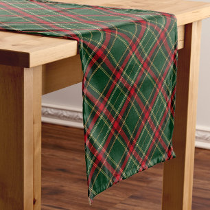 Grünes und rotes Tartan-Diagonal-Karo-Weihnachten Kurzer Tischläufer