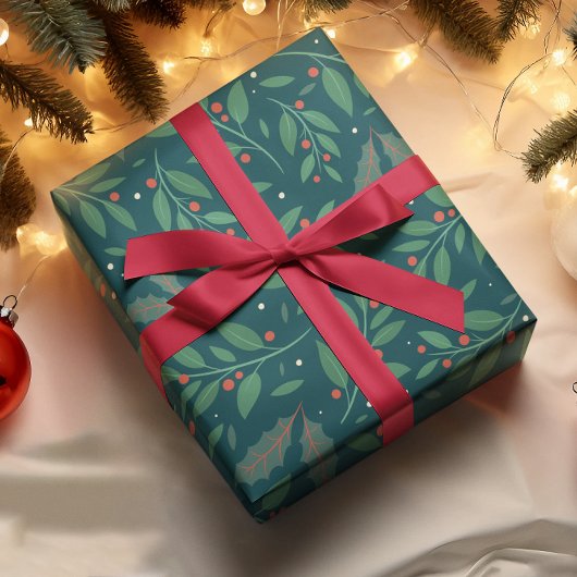 Grünes und rotes Weihnachtsbuch Geschenkpapier