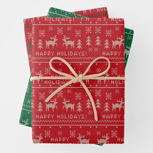 Grünes und rotes Weihnachtsbuch Geschenkpapier Set (Beispiel)