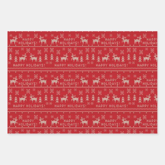 Grünes und rotes Weihnachtsbuch Geschenkpapier Set (Vorderseite)