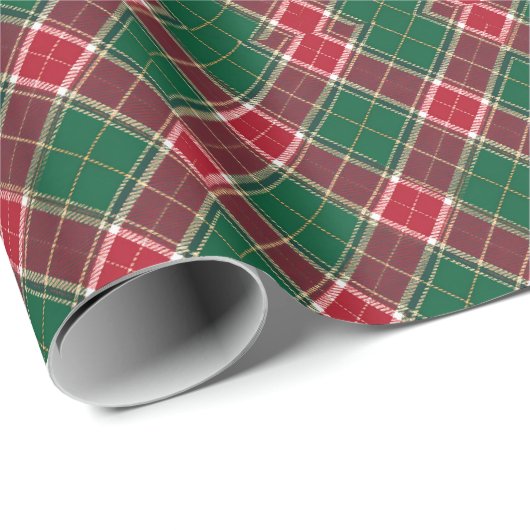 Grünes und rotes Weihnachtskariertuch Geschenkpapier (Rolleneckpunkt)