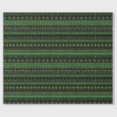 Grünes und schwarzes afrikanisches Muster-Wrap-Pap Geschenkpapier (Flach)