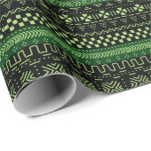 Grünes und schwarzes afrikanisches Muster-Wrap-Pap Geschenkpapier (Rolleneckpunkt)