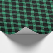 Grünes und Schwarzes Büffel Kariert Geschenkpapier (Ecke)