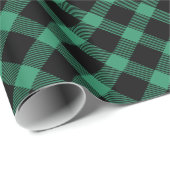 Grünes und Schwarzes Büffel Kariert Geschenkpapier (Rolleneckpunkt)