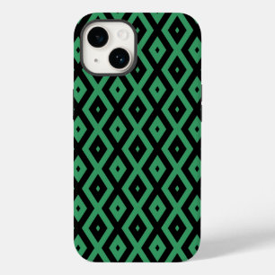 Grünes und schwarzes Diamantmuster Case-Mate iPhone 14 Hülle