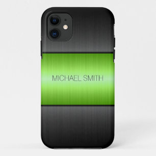 Grünes und schwarzes Edelstahlmetall iPhone 11 Hülle