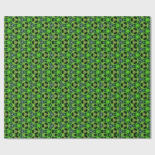 Grünes und schwarzes Kaleidoskop-Fraktalmuster Geschenkpapier
