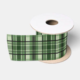 Grünes und schwarzes Karomuster Tartan Muster Satinband