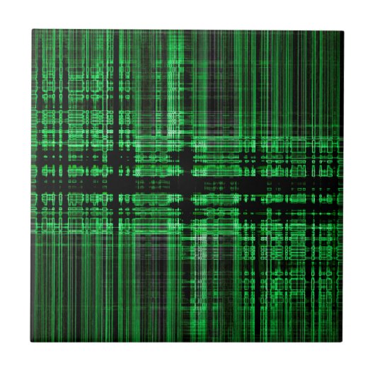 Grünes und schwarzes Matrixmuster Fliese (Vorderseite)