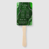 Grünes und Silbernes Achat-Hochzeitsprogramm Fächer (Rückseite)