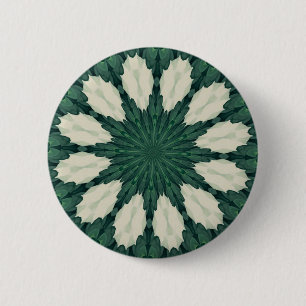 Grünes und silbernes BlattMandala. tropischen Button