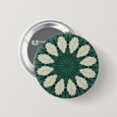 Grünes und silbernes BlattMandala. tropischen Button (Vorne & Hinten)
