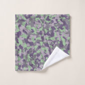 grünes und violettes Tarnmuster abstrakt Badhandtuch Set (Waschlappen)