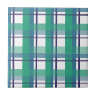 Grünes und violettes Tartan-Muster Fliese