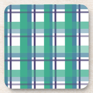 Grünes und violettes Tartan-Muster Getränkeuntersetzer