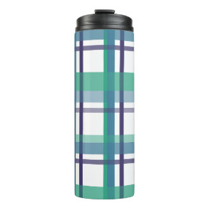 Grünes und violettes Tartan-Muster Thermosbecher