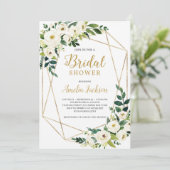 Grünes und weißes, blumengeschmücktes rustikales B Einladung (Stehend Vorderseite)