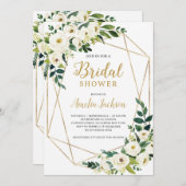 Grünes und weißes, blumengeschmücktes rustikales B Einladung (Vorne/Hinten)