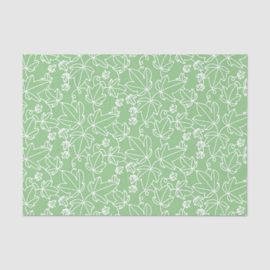 Grünes und weißes Efeu-Blatt-Blumenmuster Seidenpapier (Vorderseite)