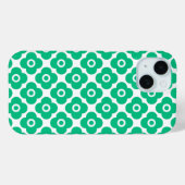 Grünes und weißes einfaches Blumenmuster Retro Case-Mate iPhone Hülle (Rückseite (Horizontal))