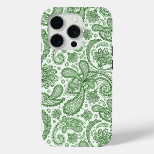 Grünes und weißes florales vintage Paisley Case-Mate iPhone Hülle