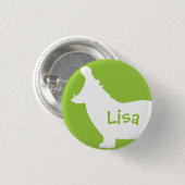 Grünes und weißes Flusspferd-Gewohnheits-Monogramm Button (Vorne & Hinten)