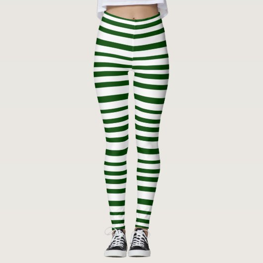 Grünes und weißes gestreiftes leggings (Vorderseite)