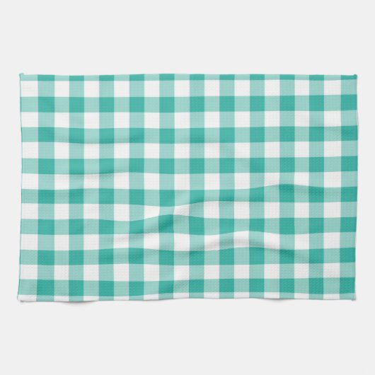 Grünes und weißes Gingham-Karo-Muster Geschirrtuch (Horizontal)
