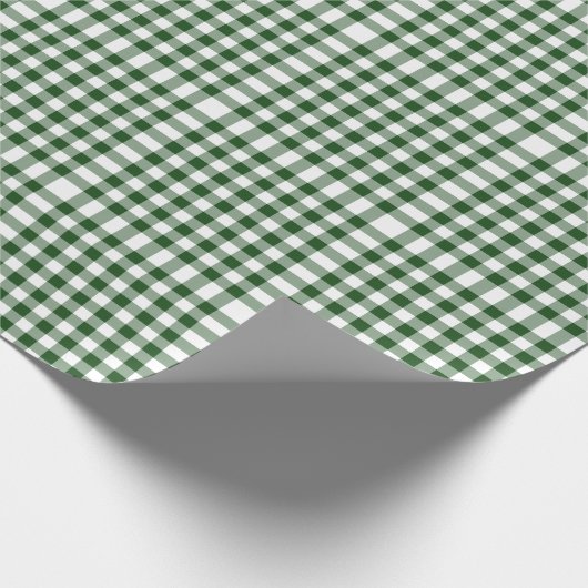 Grünes und weißes Gingham-Muster Geschenkpapier (Ecke)
