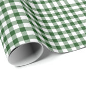 Grünes und weißes Gingham-Muster Geschenkpapier (Rolleneckpunkt)