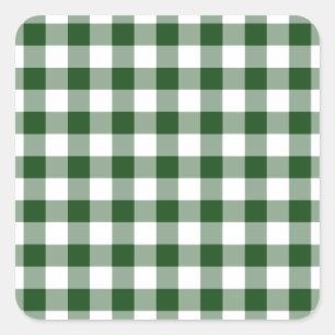 Grünes und weißes Gingham-Muster Quadratischer Aufkleber
