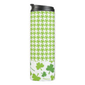 GRÜNES UND WEISSES HAHNENTRITTMUSTER MIT KLEEBLÄTT THERMOSBECHER (Nach rechts gedreht)