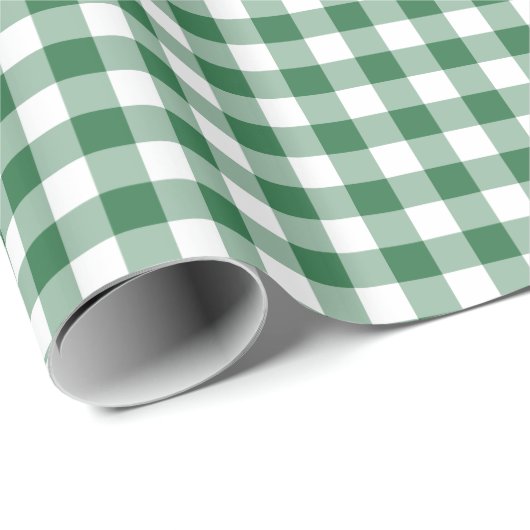 Grünes und weißes Karo-Gingham-Verpackungs-Papier Geschenkpapier (Rolleneckpunkt)