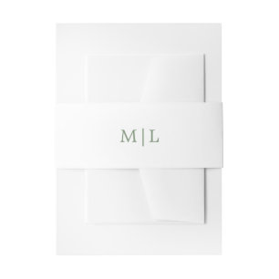 Grünes und Weißes Monogramm Einfache Hochzeit Einladungsbanderole