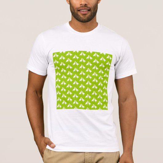 Grünes und weißes Muster der Vögel T-Shirt (Vorderseite)