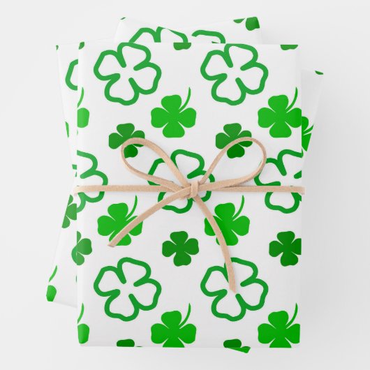 Grünes und weißes St. Patrick's Day Wrapping Paper Geschenkpapier Set (Beispiel)