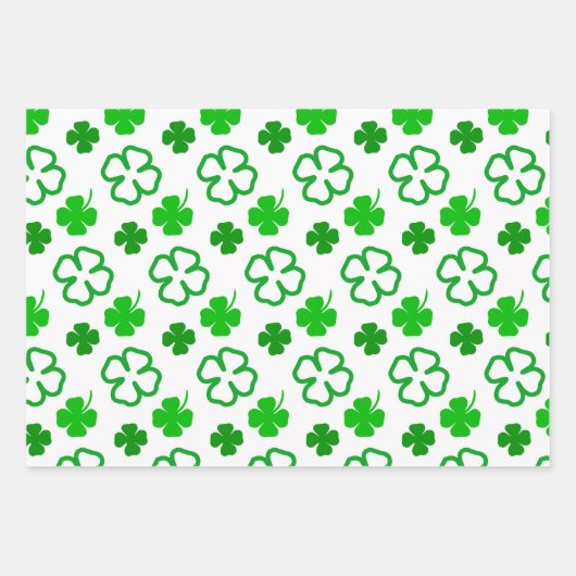 Grünes und weißes St. Patrick's Day Wrapping Paper Geschenkpapier Set (Vorderseite)